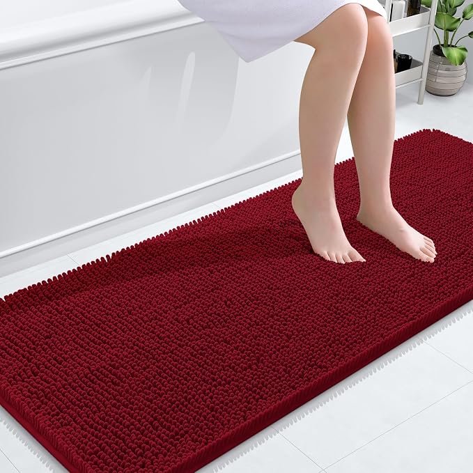 OLANLY Bathroom Rugs 59x24, Extra Soft Absorbent Chenille Bath Rugs, Rubber by OLANLY