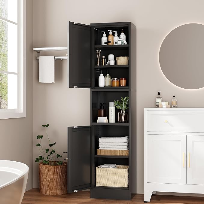 Tall Bathroom Storage Cabinet, Metal Narrow Cabinet - Image 3
