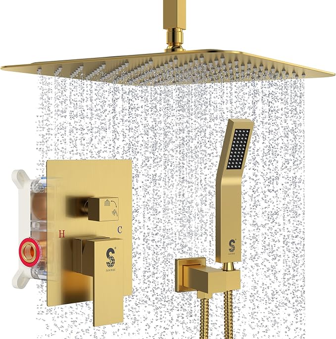 SR SUN RISE 16 Inch Ceiling Mounted Shower System Rain Mixer Shower Combo Set by SRSUNRISE