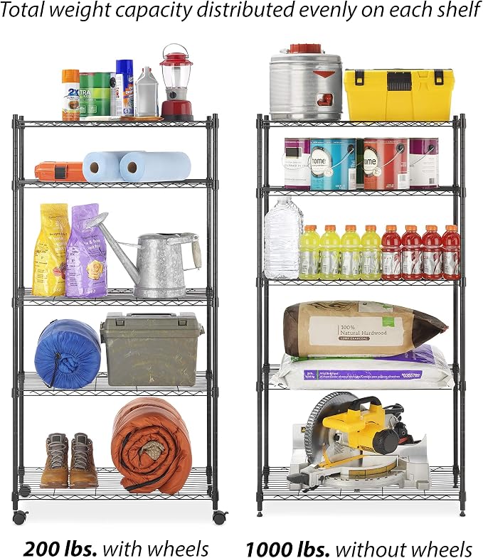 Whitmor 5 Tier Supreme Shelving Unit, Metal Storage Shelves, Adjustable Heavy - Image 5