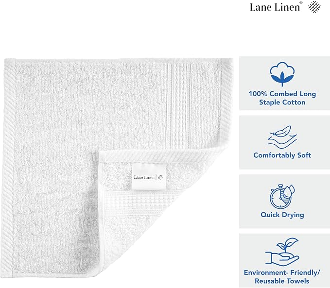 LANE LINEN 100% Cotton Washcloths 24 Pack - Image 6