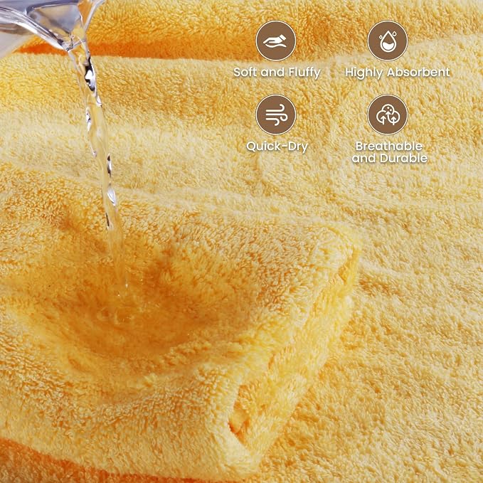 SEMAXE Yellow Bath Towel, 100% Cotton Towel - Image 3