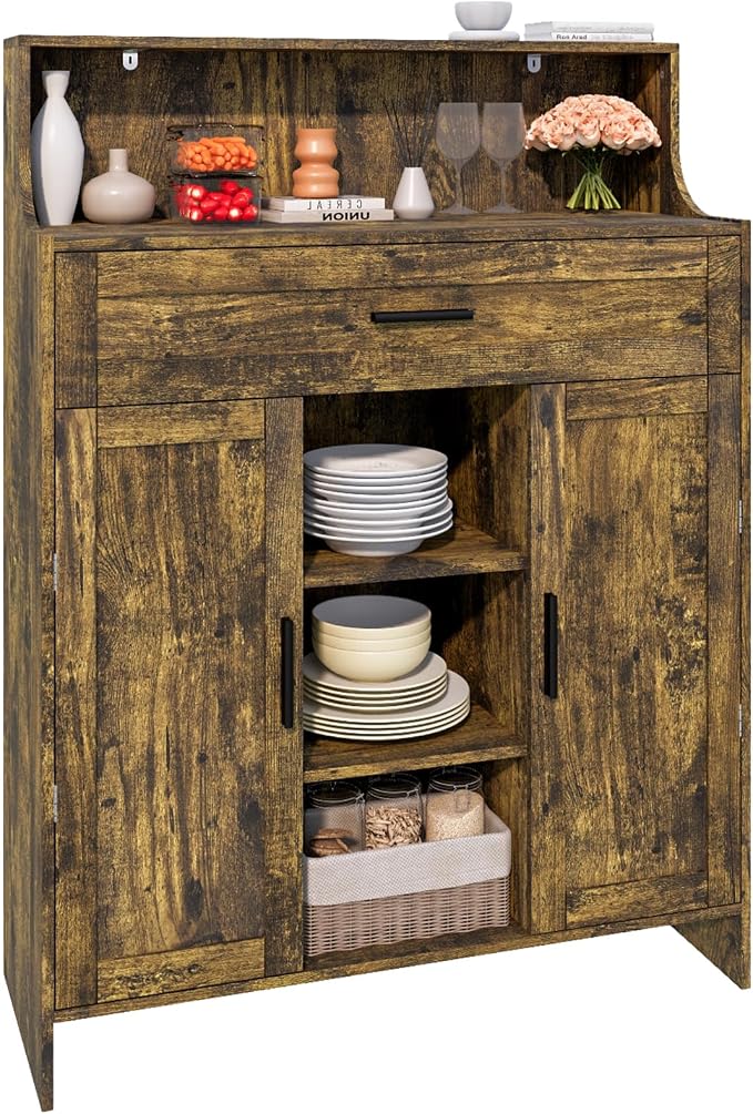 Storage Cabinet with Doors and Drawers, Kitchen Storage Cabinet with 1 Large by Viaozutis