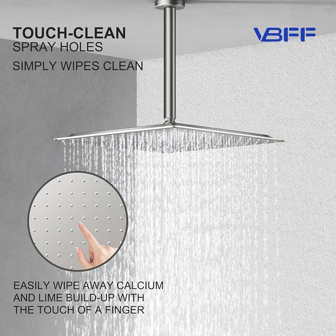 VBFF-Shower Head, rain shower head, 12 inch- Square Shower Head, 1.8 GPM Flow - Image 7