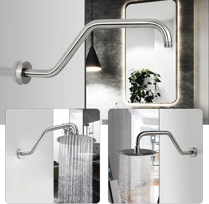 Shower Head Extension Arm, 15.5 Inch Shower Arm Extension Replacement, - Image 2