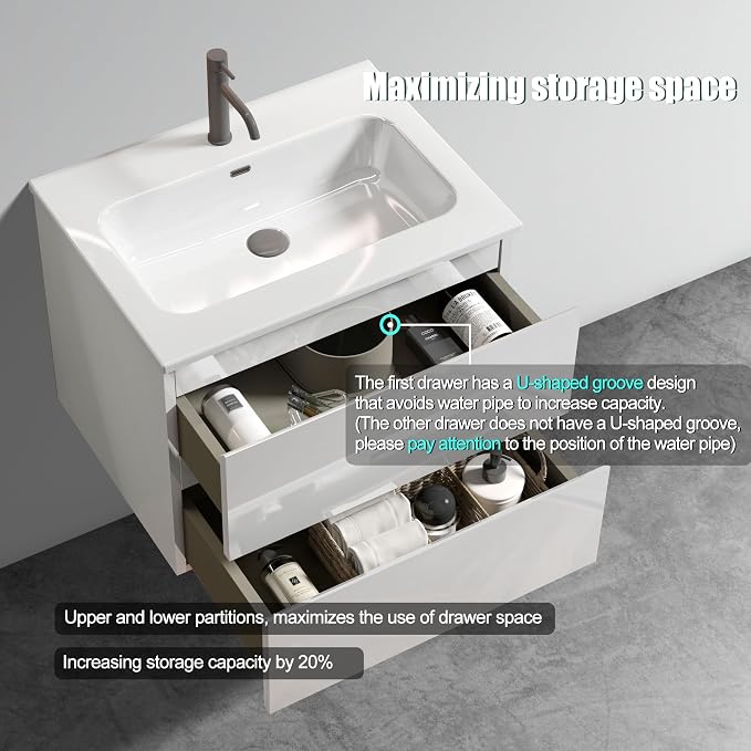 TIA Wall Mounted Floating Bathroom Vanity - Image 2