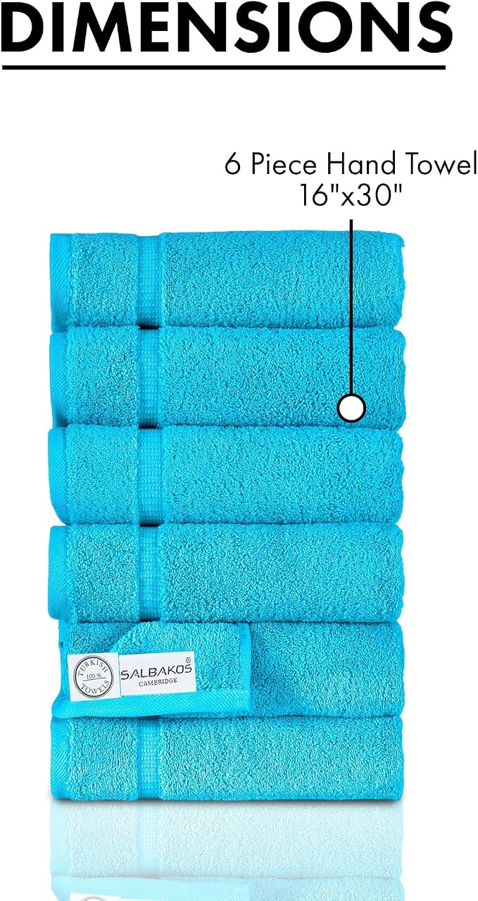 SALBAKOS 100% Turkish Cotton Hand Towel Set of 6 16x30 inch | Heirloom Quality - Image 5