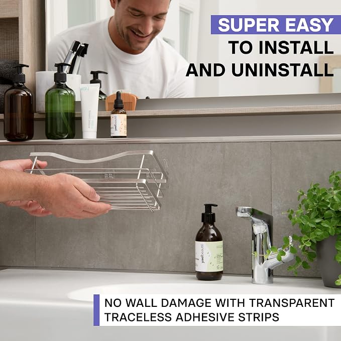 KINCMAX Premium Shower Caddy, Self Adhesive Wall Shower Organizer, Rustproof - Image 2