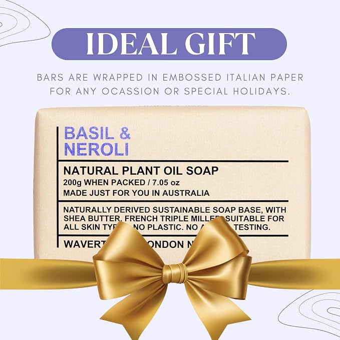 Wavertree & London Basil & Neroli Scented Natural Soap Bars, 7oz Moisturizing - Image 6