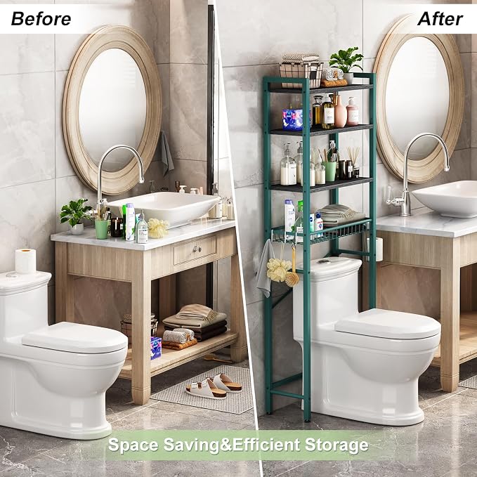 Over-The-Toilet Storage Rack, 4-Tier Bathroom Organizer Shelf Over Toilet - Image 4