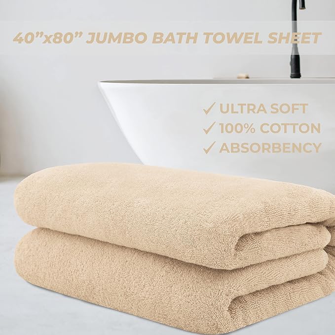 Cotton Paradise 100% Cotton 40x80 Oversized Bath Sheet, Extra Large Turkish - Image 2