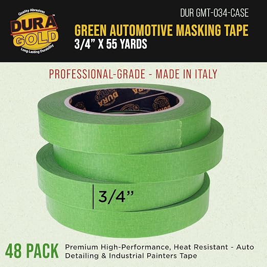 Dura-Gold Green Automotive Masking Tape 3/4 Inch, Case of 48 Rolls - Image 2