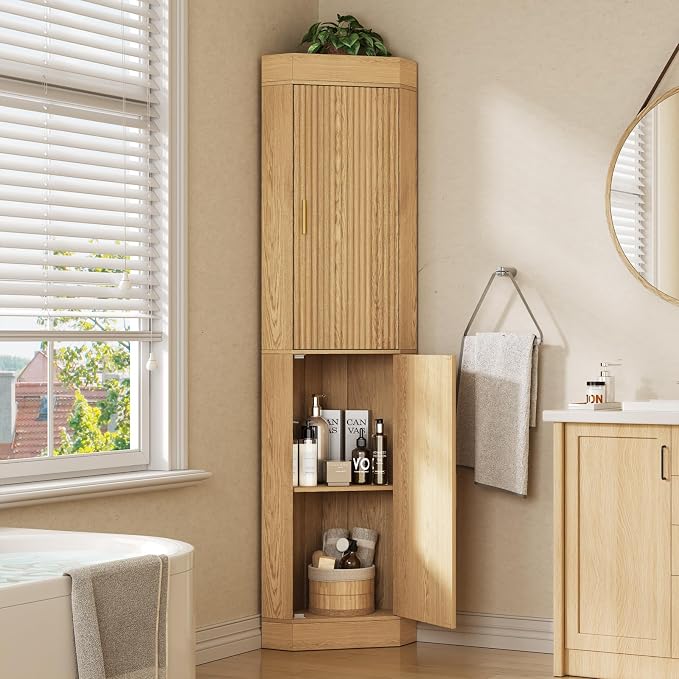70.3" Tall Corner Cabinet, 4-Tier Corner Storage Cabinet - Image 7