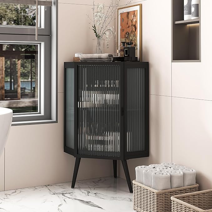Corner Storage Cabinet with Glass Door - Image 5