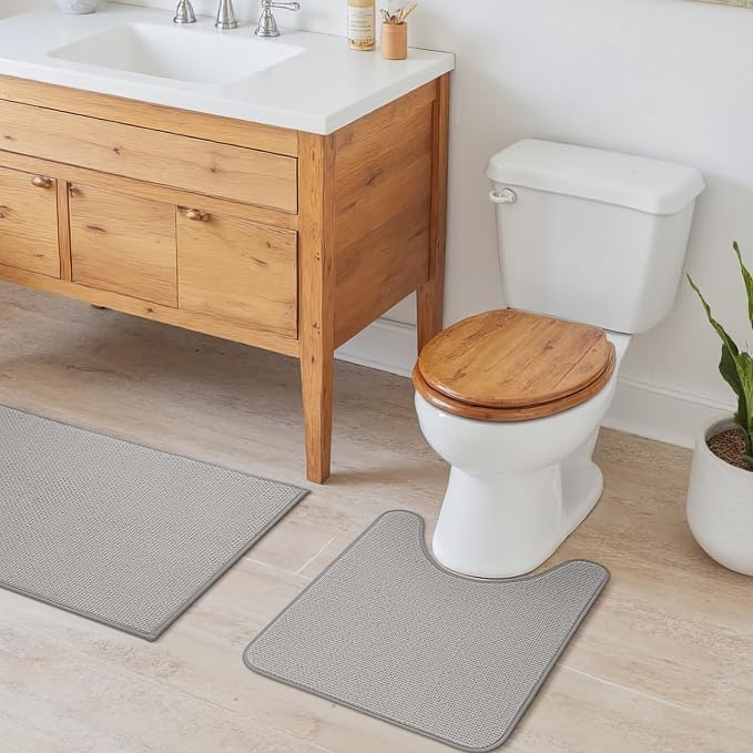 GRANNY SAYS Grey Bathroom Rugs, Soft Chenille Bathroom Mat, Absorbent Bath Mats - Image 7