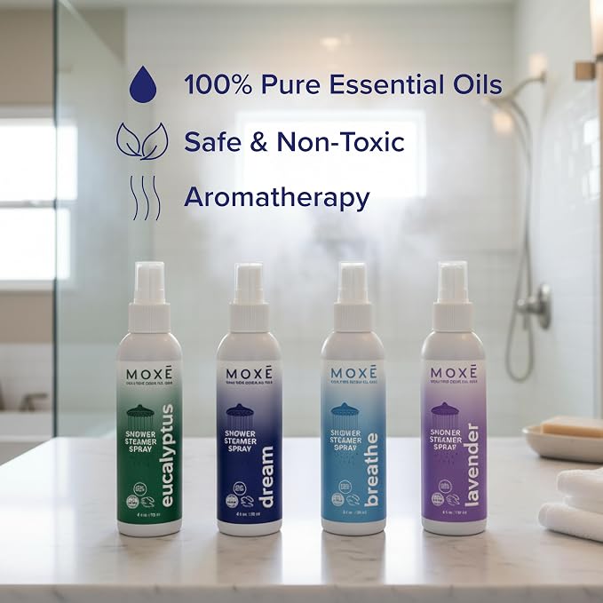MOXE Aromatherapy Shower Mist Variety Pack, Eucalyptus, Breathe and Dream - Image 4