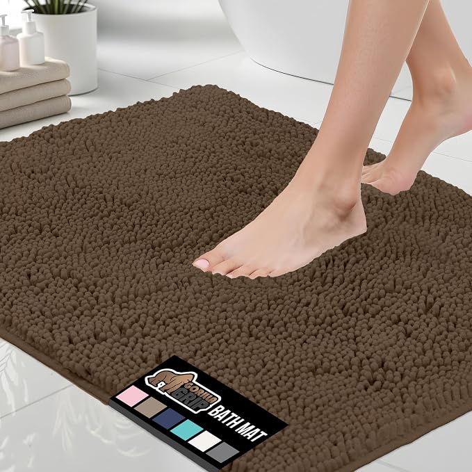 GORILLA GRIP Bath Rug Mat 48x24, Thick Soft Absorbent Chenille, Quick Dry by GorillaGrip