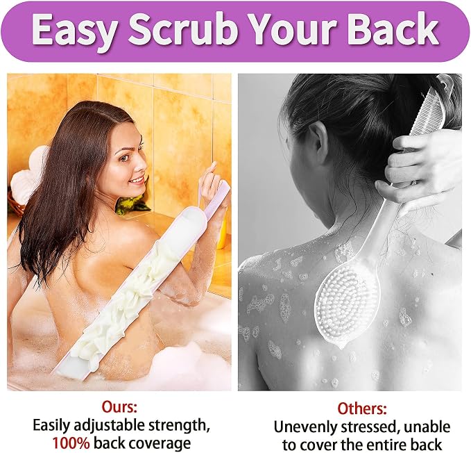 Deep Exfoliating Glove for Shower 2PCS: 1 Double-Sided Mitt, 1 Extra Long - Image 4