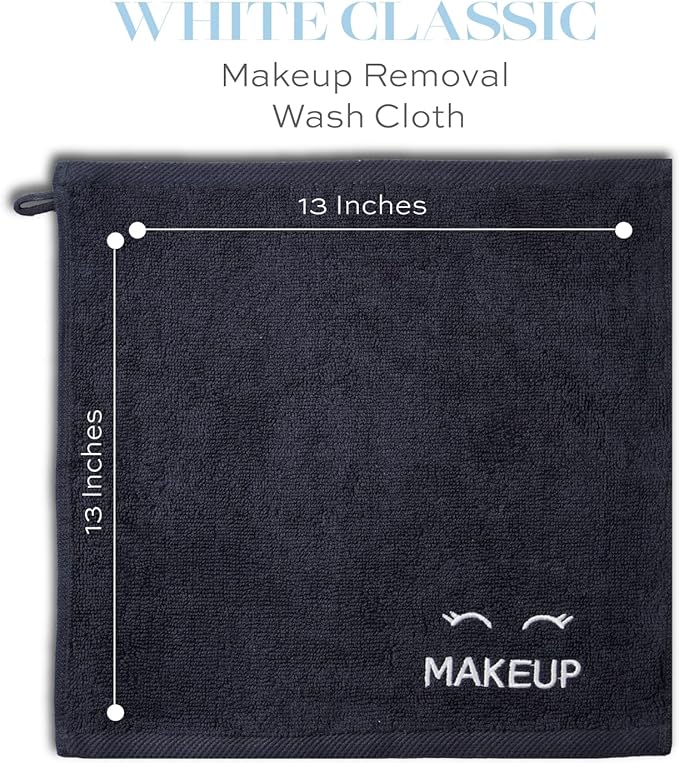 White Classic Bleach Safe Black Makeup Washcloths - Image 3