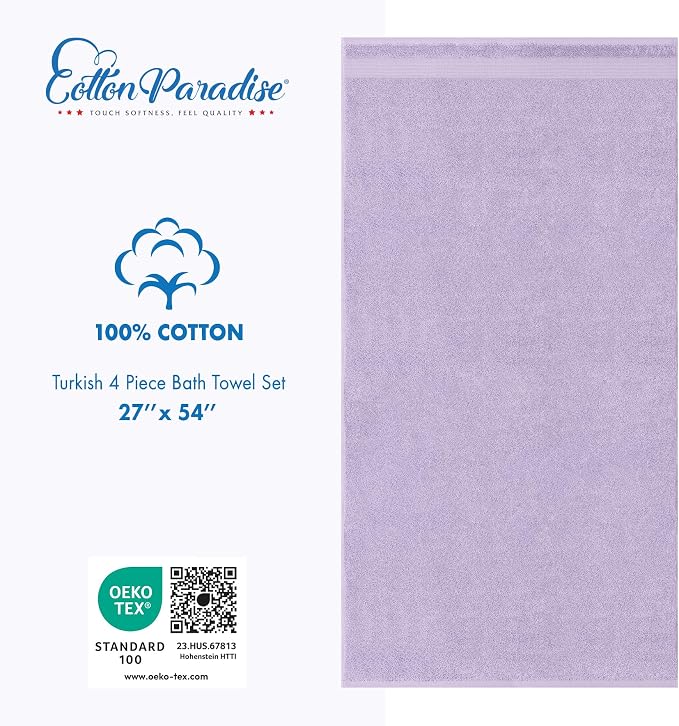 Cotton Paradise 4 Piece Turkish Bath Towels - Image 5