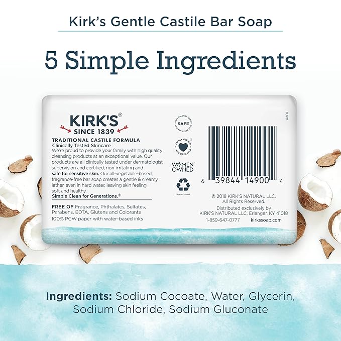 Kirk's Fragrance Free Castile Bar Soap - Image 2
