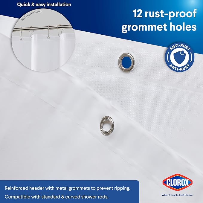 CLOROX Shower Curtain Liner, Premium Lightweight Flexible Waterproof 6g PEVA - Image 7