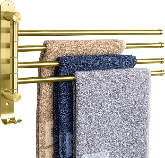 NearMoon Swivel Towel Rack, 13.8" Thicken 304 Stainless Steel 4-Arm Towel Bar by NearMoon