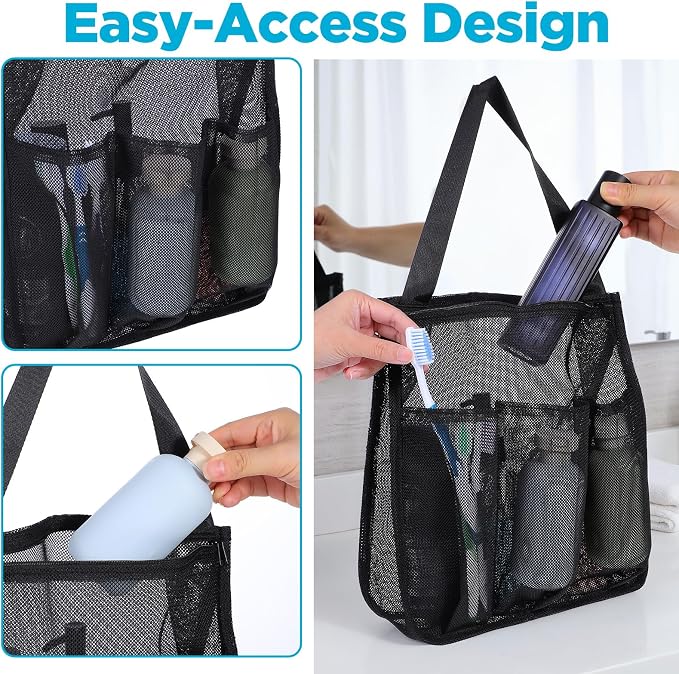 Portable Mesh Shower Caddy, Quick Dry Hanging Shower Bag - Image 3