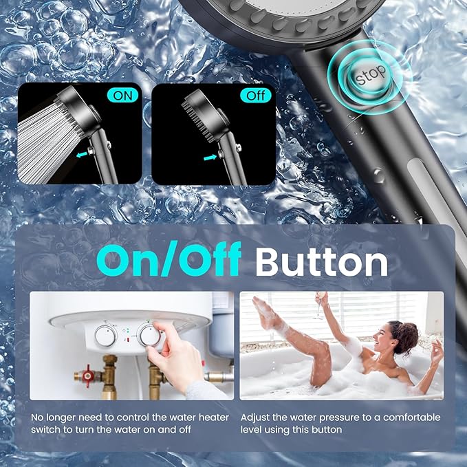 Filtered Shower Head with Handheld, High Pressure 4 Spray Mode Showerhead with - Image 6