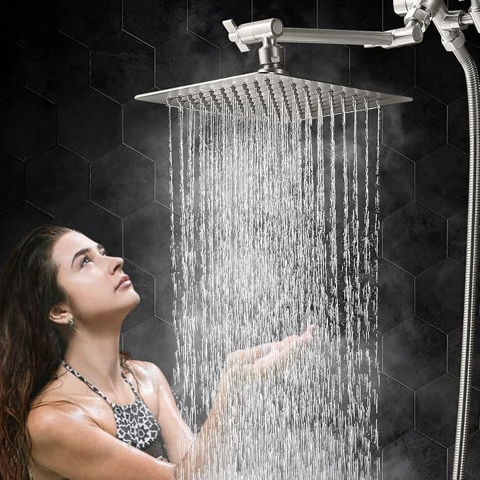 G-Promise All Metal 10" Dual Square Shower Head Combo | Rain Shower Head | - Image 4