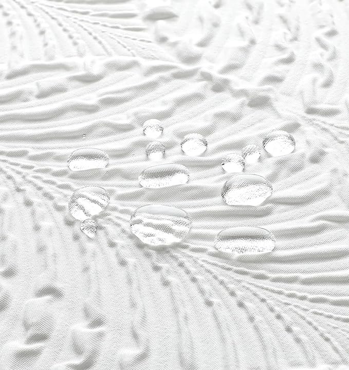 Gibelle Long Shower Curtain 72 x 78, Tall 3D Embossed Textured White Fabric - Image 4