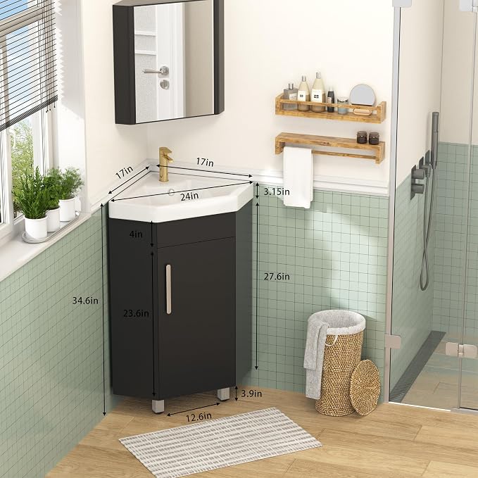 24" Corner Bathroom Vanity Sink - Image 2