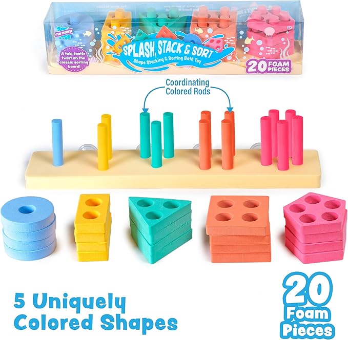 Tub Works® Splash, Stack & Sort™ Shape Sorter & Stacking Toddler Bath Toy | 20 - Image 5
