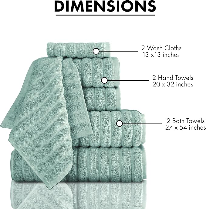 Classic Turkish Towels CTT Luxury 6 Piece Towel Set, 100% Turkish Cotton - Image 5