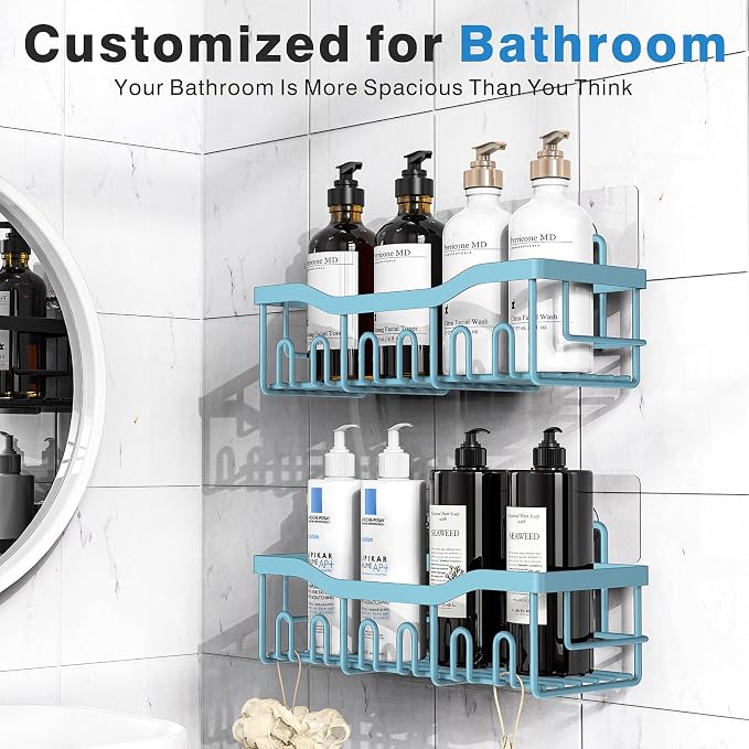 EUDELE Shower Caddy 2 Pack, Adhesive Shower Organizer - Image 3