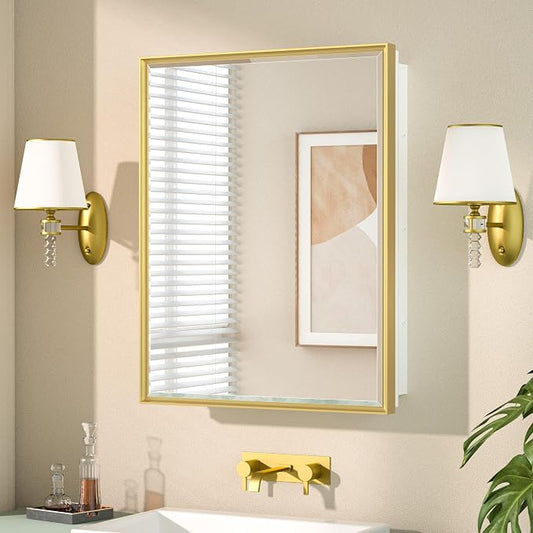 Keonjinn 21" x 27" Gold Medicine Cabinets by Keonjinn