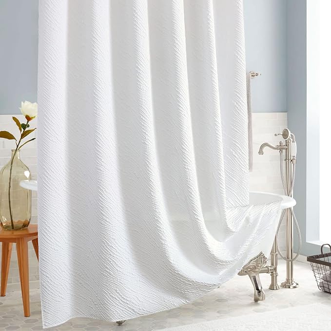 MitoVilla White Modern Small Stall Shower Curtain 36 x 72, Farmhouse Narrow - Image 2