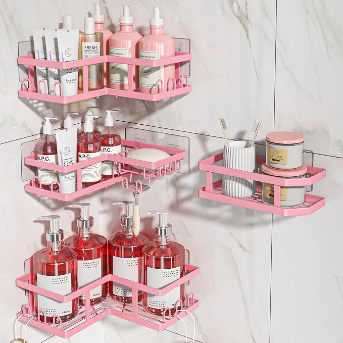 4-Pack Adhesive Corner Shower Caddy - Image 5