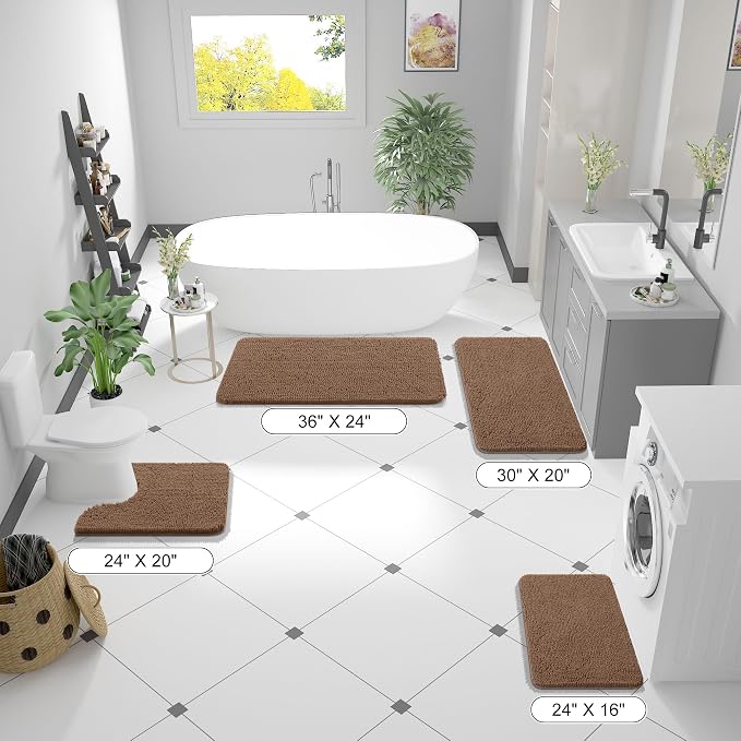 OLANLY Bathroom Rugs 36x24, Extra Soft Absorbent Chenille Bath Rugs, Rubber - Image 2