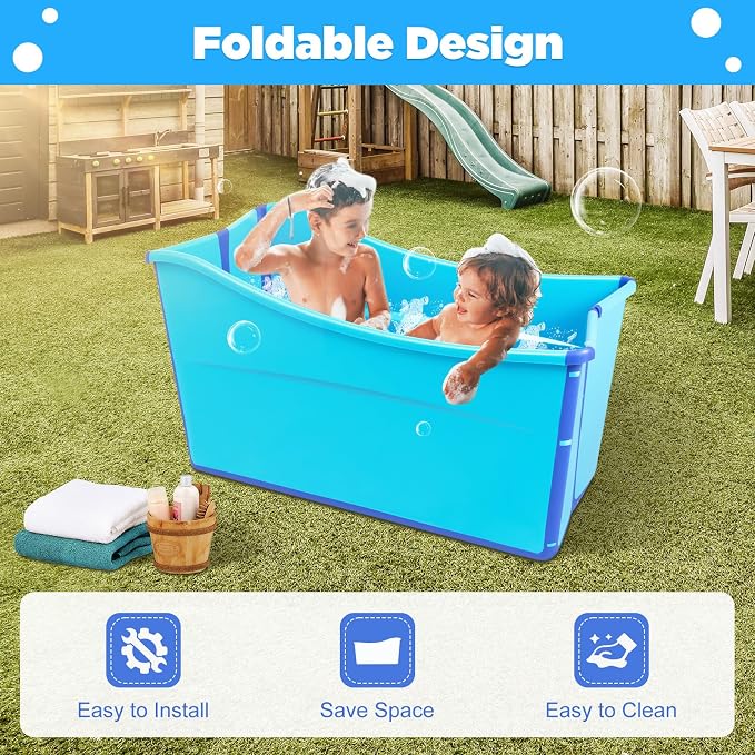 Portable Bathtub for Adults, 38Inch Foldable Bathtub Bathroom SPA Tub Cold - Image 2