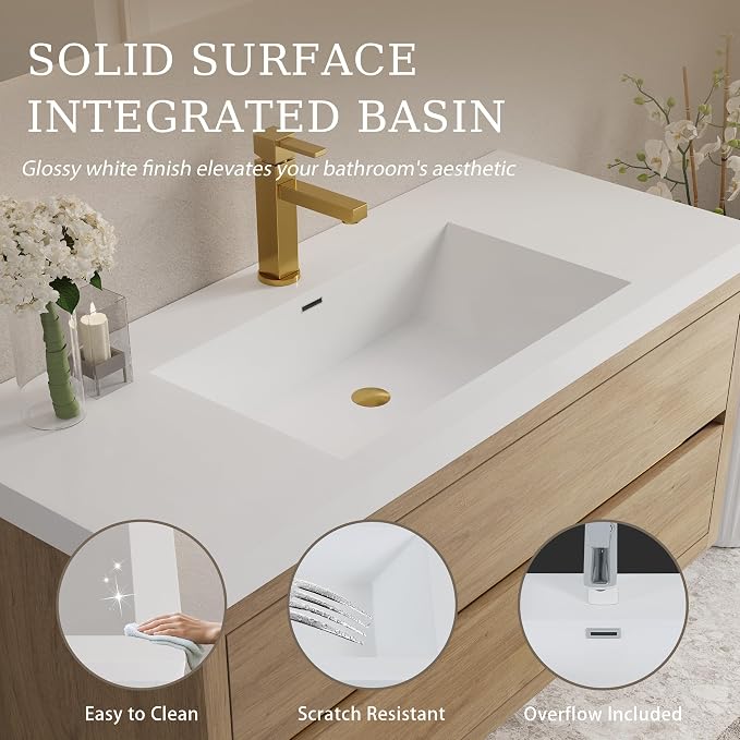 Modern 48" Wall-Mounted Bathroom Vanity - Image 4