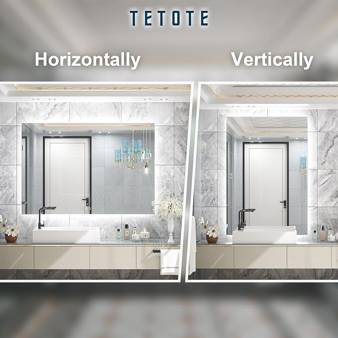 TETOTE 48 x 36 Inch LED Backlit Bathroom Mirror - Image 7