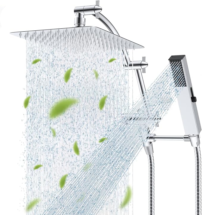 Hibbent All Metal CUPC Certified 10'' Rain Shower Head, Dual Shower Head Combo by Hibbent