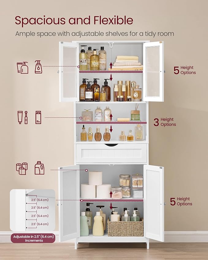 VASAGLE Storage Cabinet, Freestanding Storage Unit - Image 5