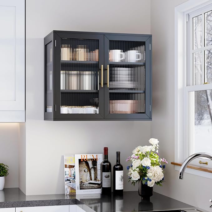 Kitchen Wall Cabinet Set, Glass Doors, Floating - Image 7