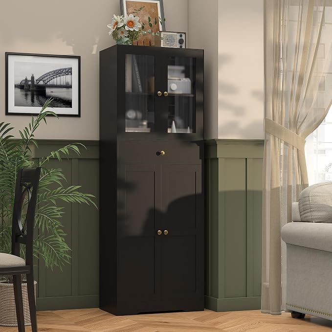 Space-Saving 67 Inch Bathroom Linen Cabinet, Freestanding Tall Storage Tower - Image 6