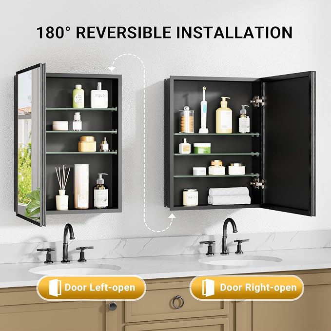 16x24 Pre-Assembled Black Medicine Cabinet - Image 6