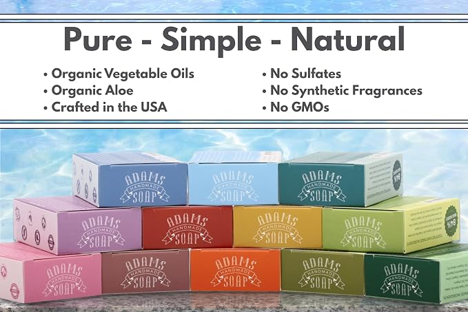 Adams Handmade Soap Variety Pack – 6 Bar Set: Unscented, Eucalyptus Spearmint - Image 4