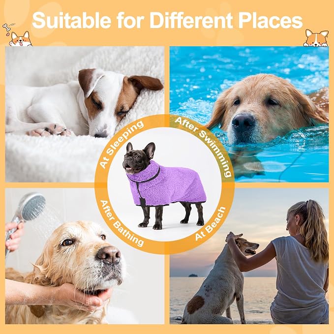 Bienbee Dog Bathrobe, Quick Drying Super Absorbent Dog Robes - Image 6