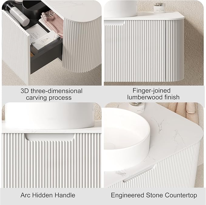 36 inch Bathroom Vanity with Sink, Floating Cabinet with Ultra-Thin Ceramic - Image 5